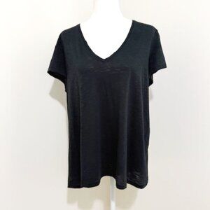 Lilly Pulitzer Etta V-Neck Tee Short Sleeve Black Top 100% Pima Cotton Size XL